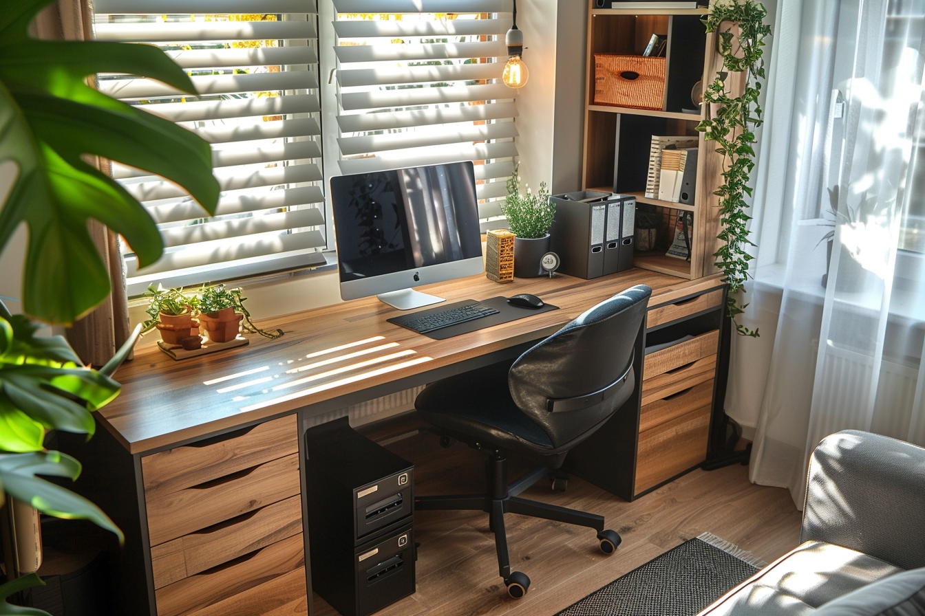 Bureau à domicile moderne et lumineux.